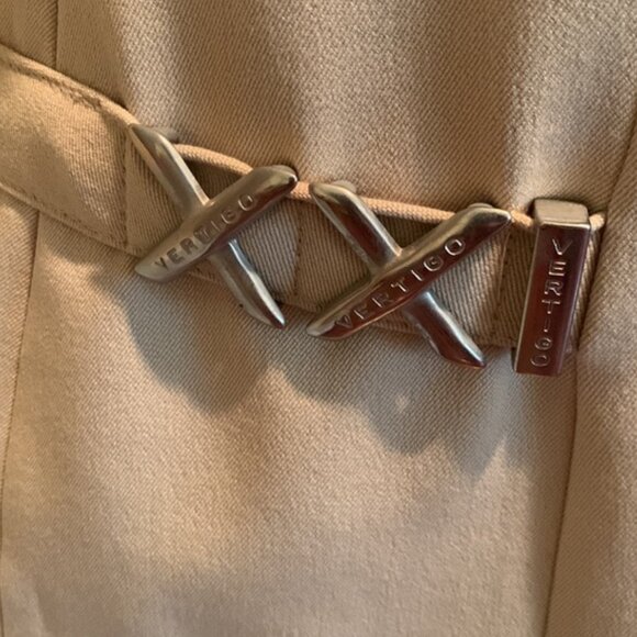 VERTIGO Paris Light Tan Blazer Signature Buckles Lined Career Elegant Vintage S - Picture 2 of 9